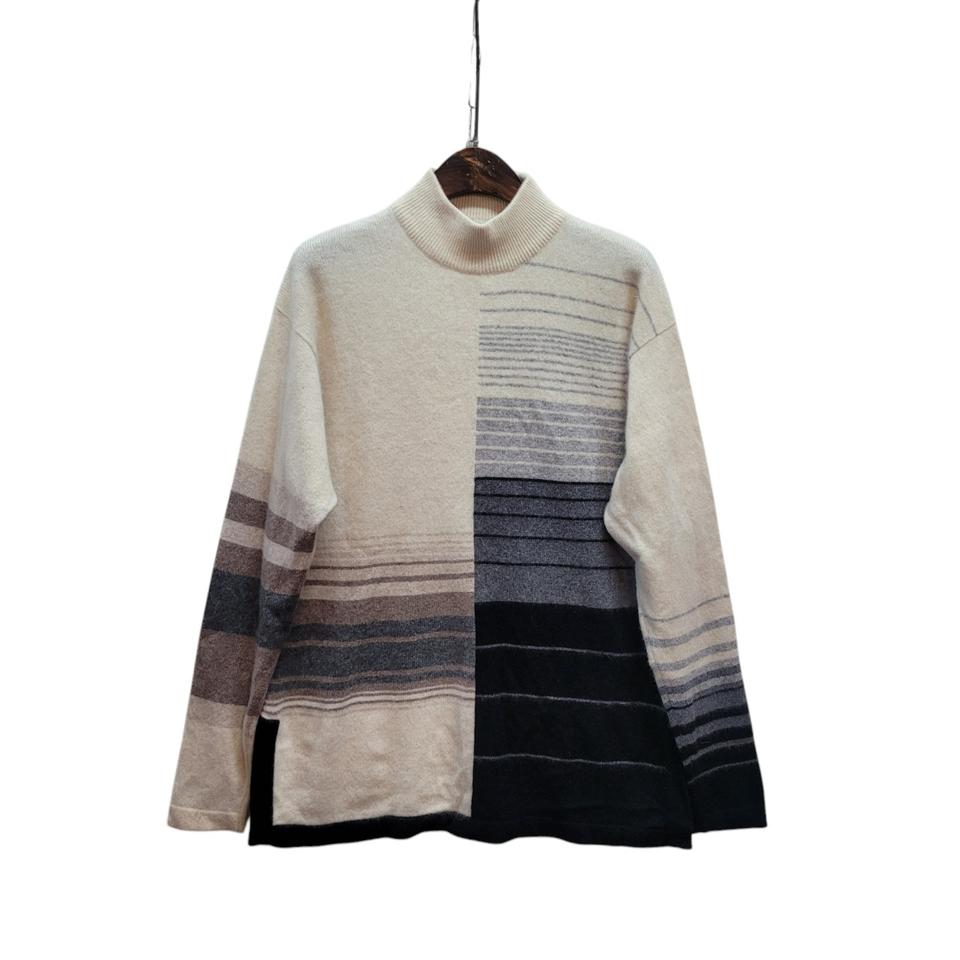 세레소 일본 고급 브랜드 캐시미어100퍼 세련된 스트라이프 니트