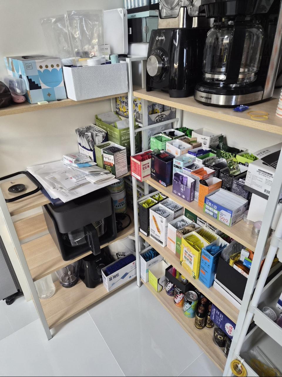 원목 철제 화이트4단 선반 유닛