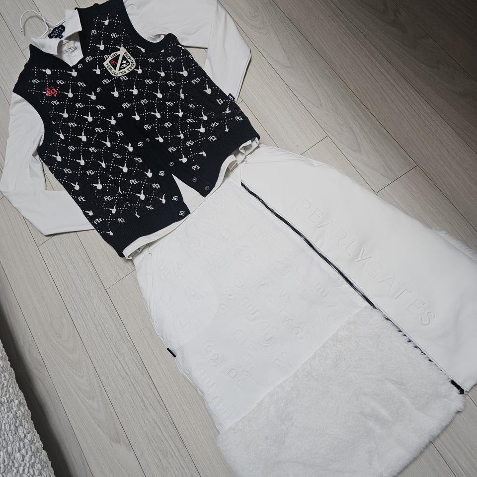 여성 55 파리게이츠 겨울 골프웨어 구스다운 치마 세트