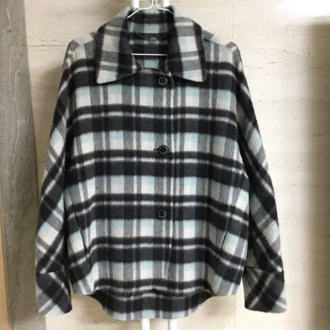 오즈세컨 오버핏 울 알파카 체크 코트 55