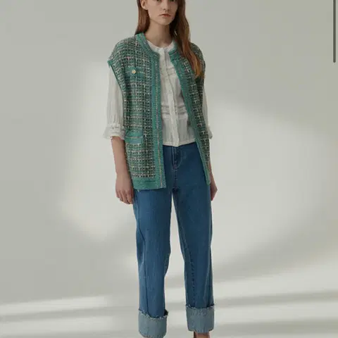 써스데이아일랜드 트위드 니트 베스트 M