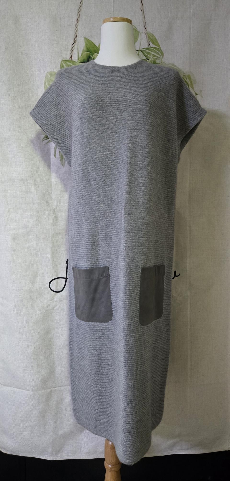 (고비) 캐시미어100 니트 포켓 롱 원피스.새상품