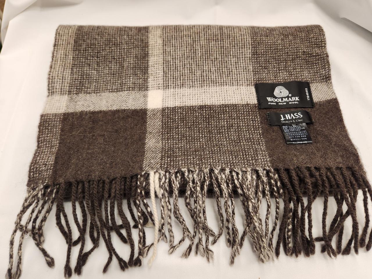 J.HASS 브라운 체크 울 머플러