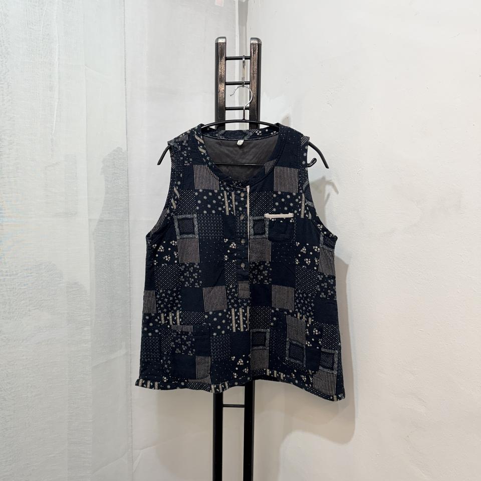 퀼팅느낌 누빔조끼 누빔베스트 홈웨어 에스닉 빈티지 3995