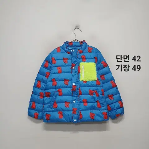 베베베베 강아지 패턴 블루 경량 패딩 점퍼 L