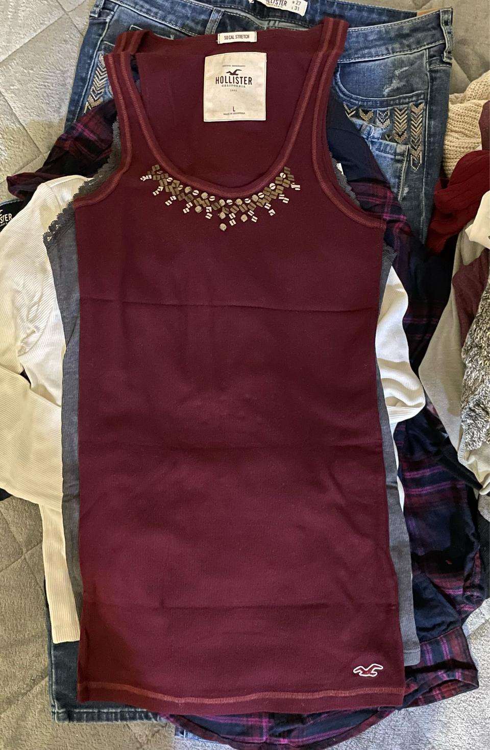 홀리스터 여성 민소매 나시 버건디