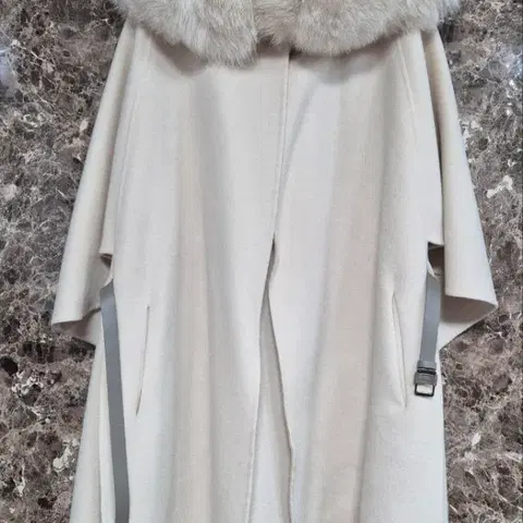 양모 캐시미어 폭스퍼 후드케이프