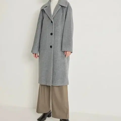 한섬 시스템 낙타 울 그레이 오버핏 롱 코트 M