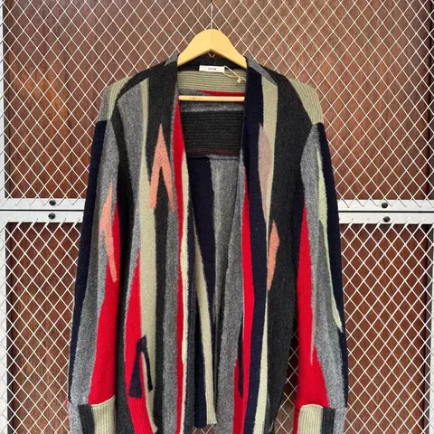 한섬 시스템 SYSTEM 알파카 앙고라 웨스턴 패턴 니트 가디건 F