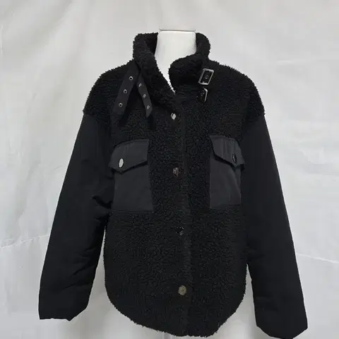 반에이크 블랙 덤블 후리스 자켓 버클 여 프리사이즈 1209
