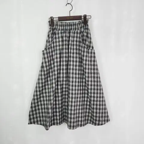 데일리룩 롱 스커트여 체크 프리사이즈