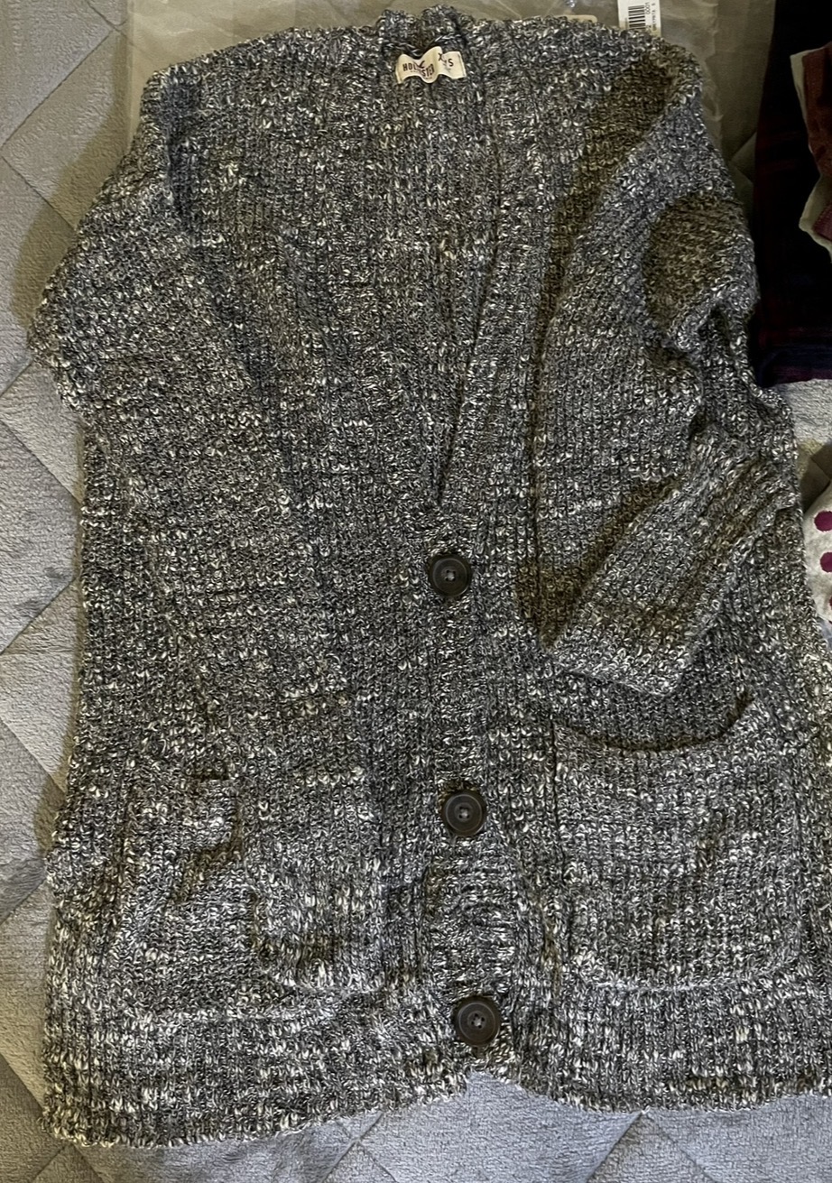 홀리스터 니트 가디건 그레이