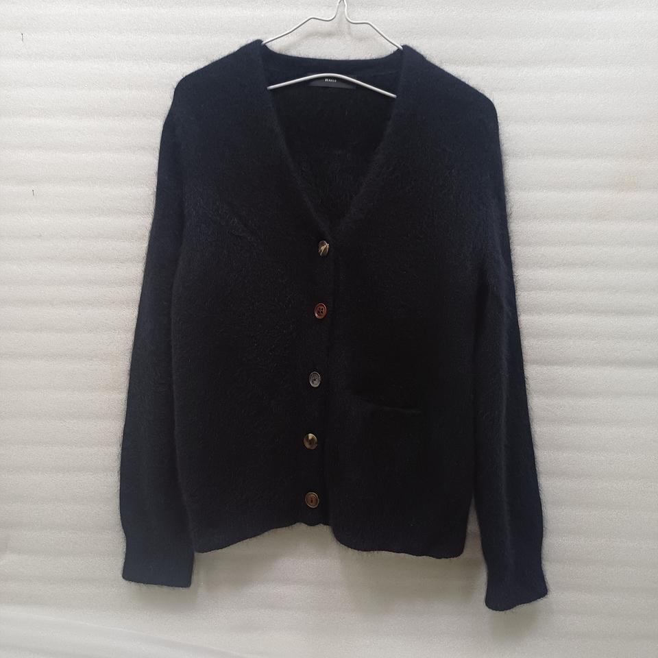 비이커 너구리 울 니트 가디건 여성 헐렁 루즈핏 S 블랙 훌륭 사랑봉봉