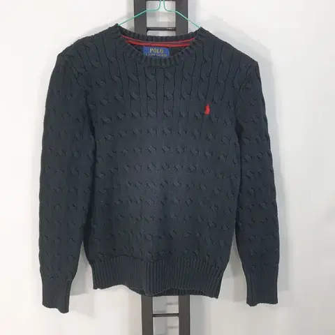 폴로 랄프로렌 꽈베기 니트 코튼 케이블 블랙 보이즈 m 10-12