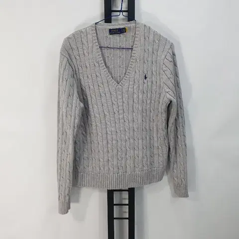 폴로 랄프로렌 꽈베기 니트 브이넥 코튼 스웨터 그레이 신형탭 xl