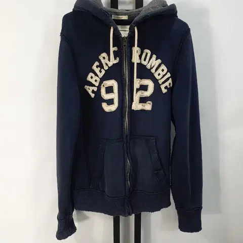 아베크롬비 후드 집업 빈티지 워싱 기모 자켓 네이비 s
