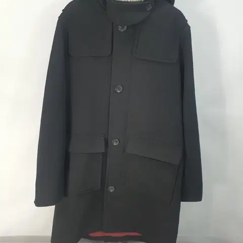 라코스테 모직 더플 후드 울 코트 블랙 xl