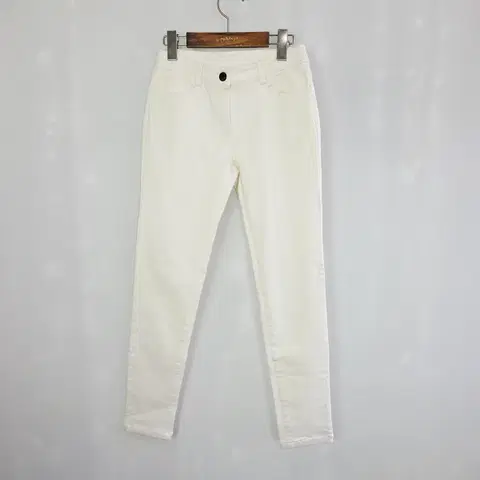 [W.ANGLE] 와이드앵글 기모 스키니 팬츠 여성 64 기장수선 화이트