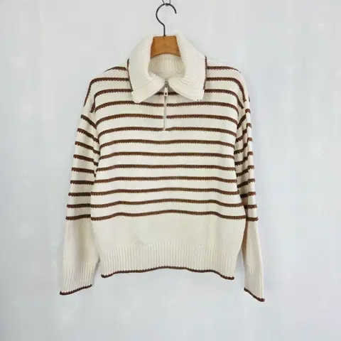 [ON&ON] 온앤온 포근 스트라이프 하프집업 니트 여성 프리