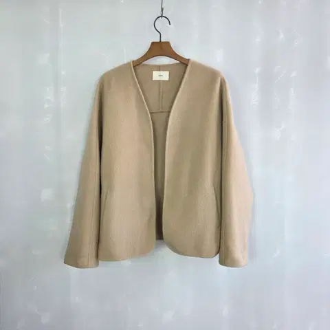 보웬 핸드메이드 오픈자켓 베이지 노카라 자켓 프리사이즈
