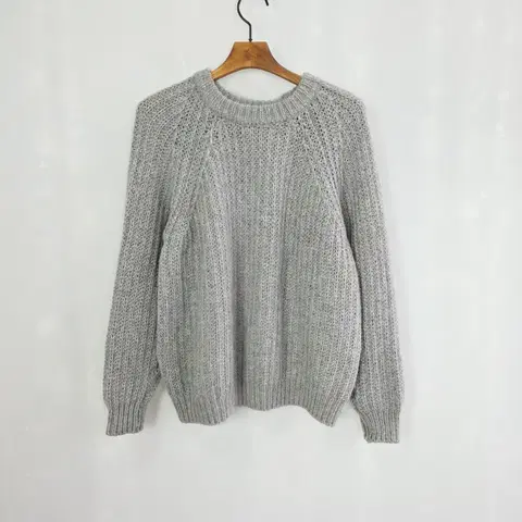 [RONRON] 론론 울 혼방 그레이 루즈니트 여성 겨울 데일리