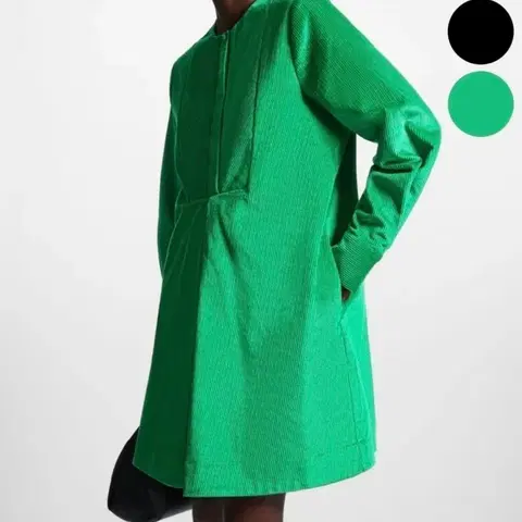 COS 코스 릴랙스핏 코듀로이 그린 미니 원피스 튜닉 밴드넥