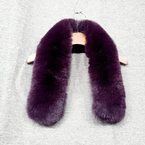 퍼플 인조 밍크 후드털 목도리