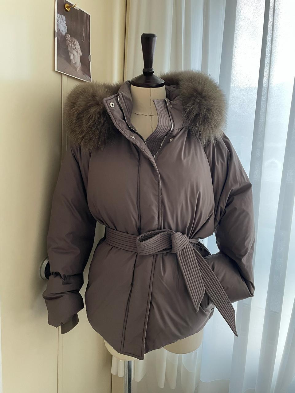 berenice 베르니스 브라운 구스 여우털 벨티드 패딩