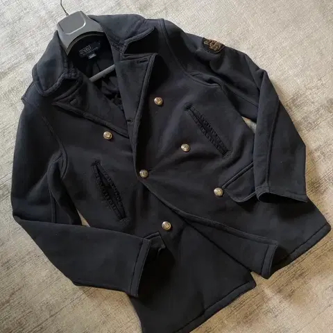 폴로 랄프로렌 클래식 금사패치 금장 코튼 피코트