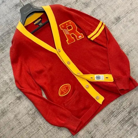 럭비 랄프로렌 레터맨 패치 우드 버튼 프레피 가디건