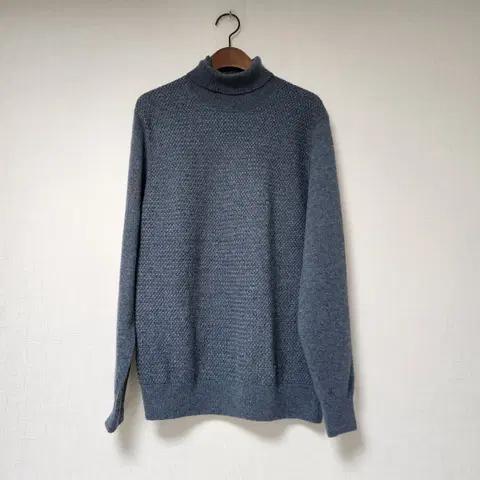 올젠 남성용 블루 톤 캐시미어 100% 터틀넥 니트 95