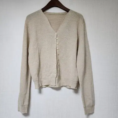 UNDER KEY 아이보리 브이넥 니트 가디건 F