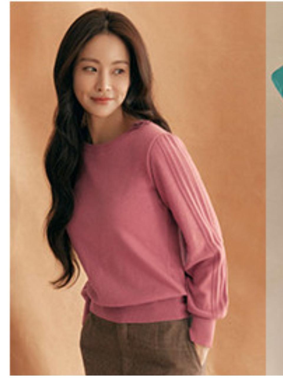 조르쥬레쉬 밍크 블렌딩 플리츠소매 핑크 니트