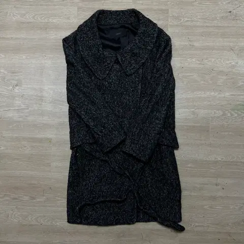 지고트 여성 헤링본 양모 알파카 더블 코트 [블랙] 85-88-155