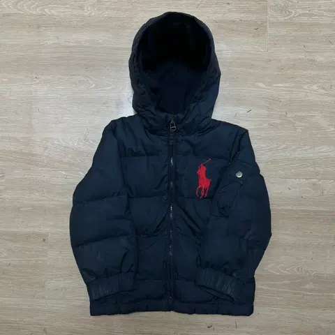 폴로 랄프로렌 키즈 덕다운 빅포니 로고 후드 패딩 점퍼 [네이비] 4세