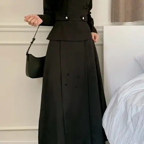 (원가 12만) 리리앤코 투피스 스퀘어넥 블라우스 롱스커트 세트 셋업