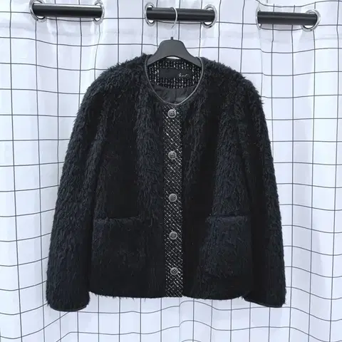 지컷 트위드배색 부클 자켓