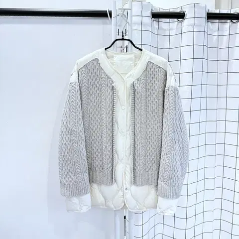 니트배색 구스 퀼팅패딩