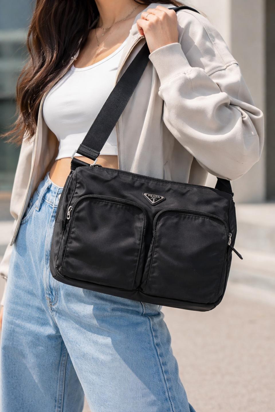 정품 프라다 투포켓 메신저백