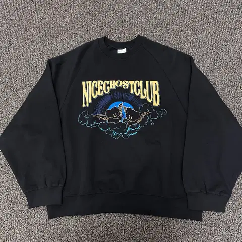 NICEGHOSTCLUB 기모 맨투맨 티셔츠 블랙 M