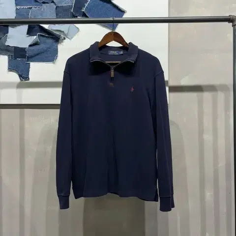 (100) 폴로 랄프로렌 캐주얼 클래식 자수 반집업 긴팔 티