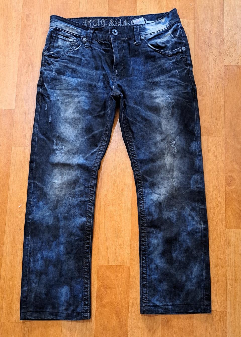 (무료배송)버커루 블루블랙 워싱 일자 청바지(34)