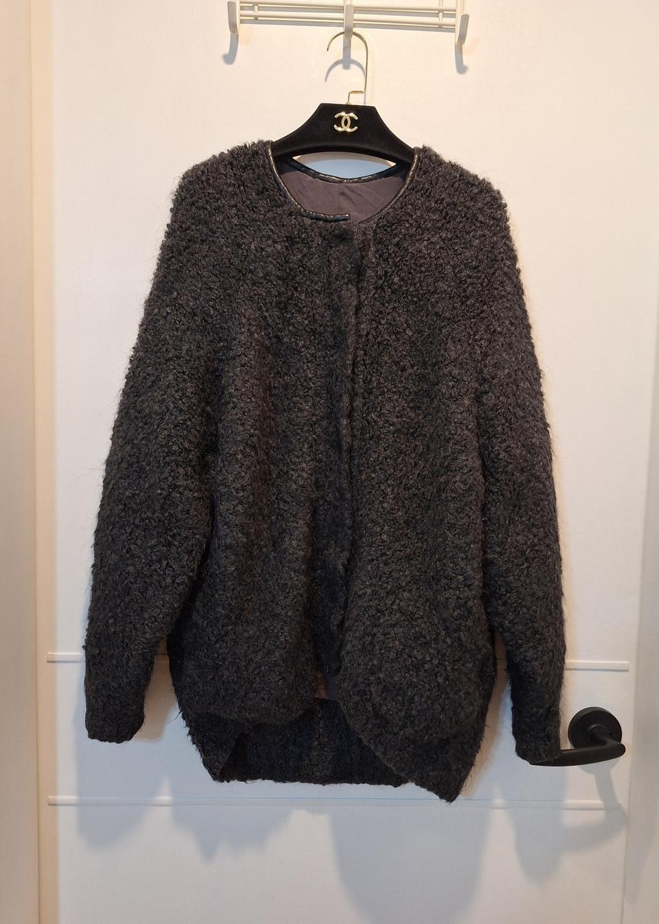 시슬리 여성 양털 뽀글이 점퍼 가디건 양가죽 배색