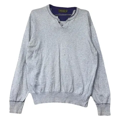 [헨리코튼] 라이트 그레이 버튼 헨리넥 니트 105