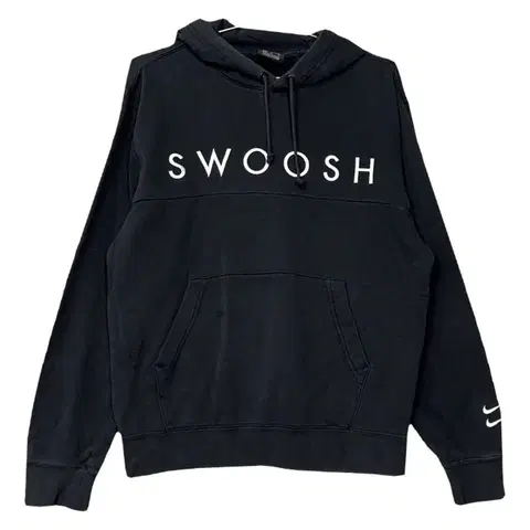 [나이키] 스우시 자수 로고 블랙 후드티 M