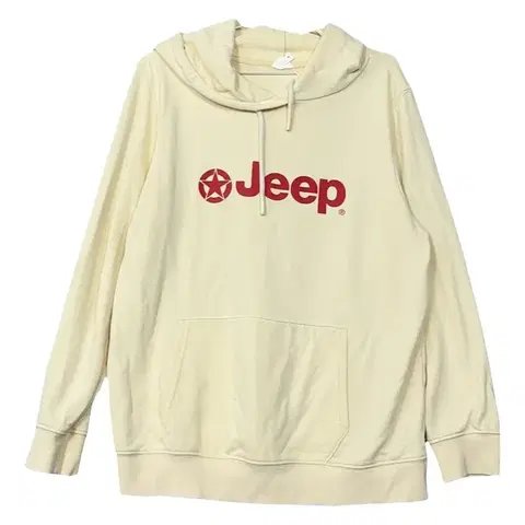 [지프] 프린팅 크림 후드티 XL