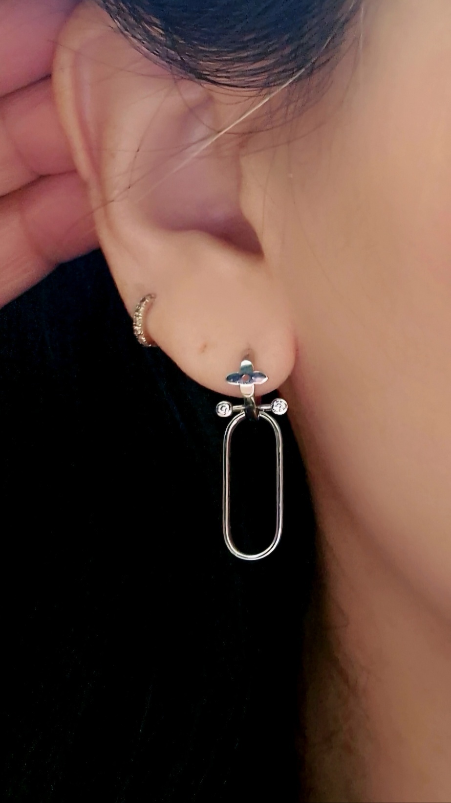 14k화이트,로즈콤비귀걸이