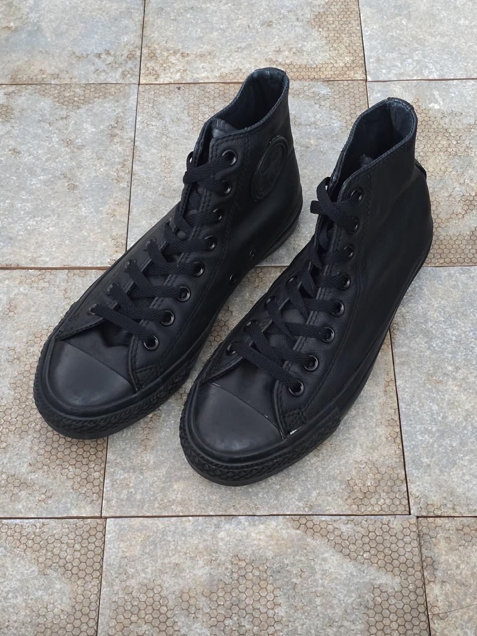 (250)컨버스 척테일러 올스타 하이 레더 블랙 스니커즈 운동화