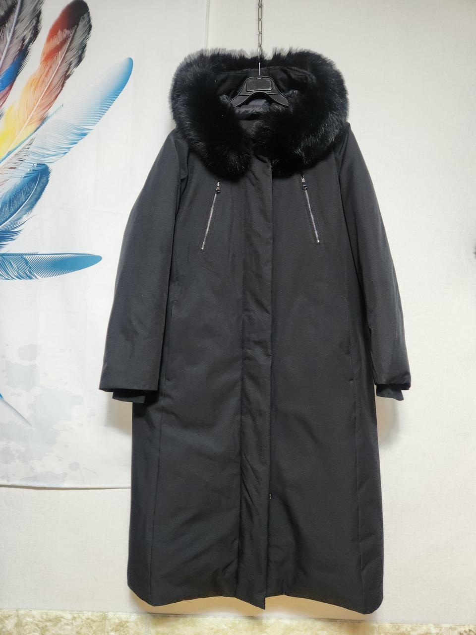 여 NY212 블랙 폭스퍼 거위털 롱 패딩 코트ㅡ95