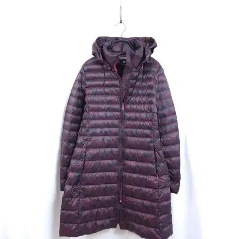 경량 후드 롱패딩 버건디 66